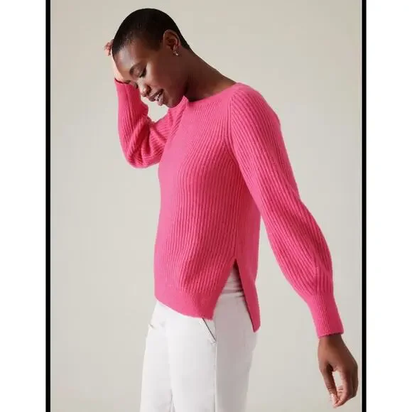 Athleta Layover Pullover Sweater in Tulip pink Size Small - Picture 3 of 7